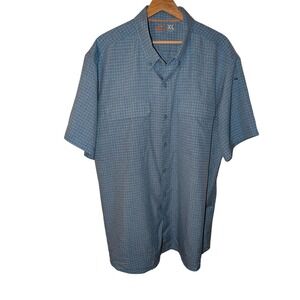 Ridgecut Toughwear Mens XL Blue Micro Check Short Sleeve Button Down Work Shirt